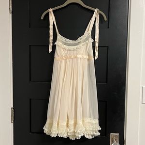Cream and Pink Chemise by Diane Samandi, Like New, Size L, Lace
